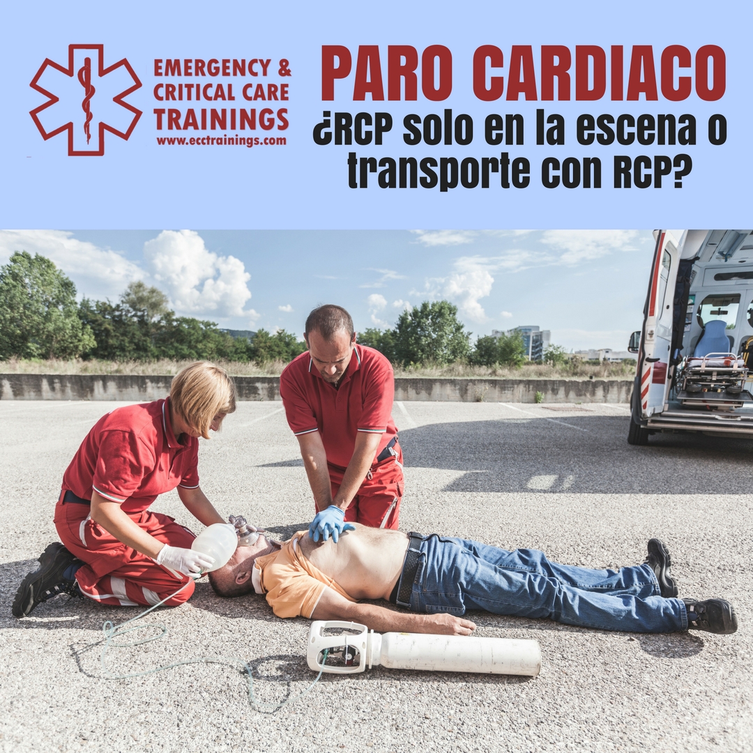 paro cardiaco rcp en la escena o transportar